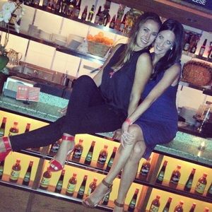 Anthropologie navy, ruched body con dress.